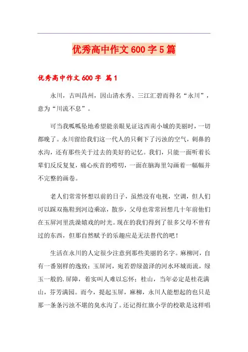 优秀高中作文600字5篇(实用模板)