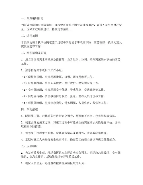 防突泥突水应急预案