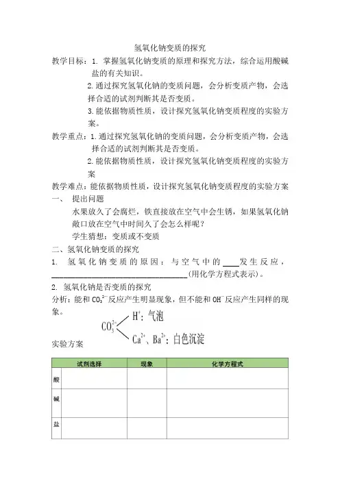 氢氧化钠变质的探究教案