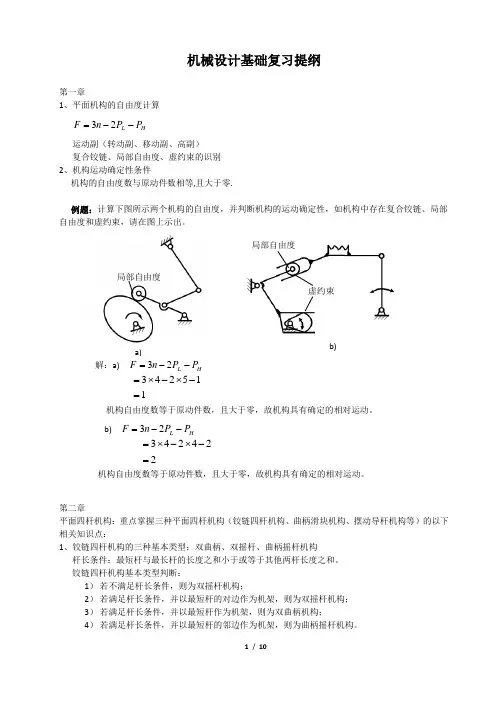 机械设计基础复习提纲