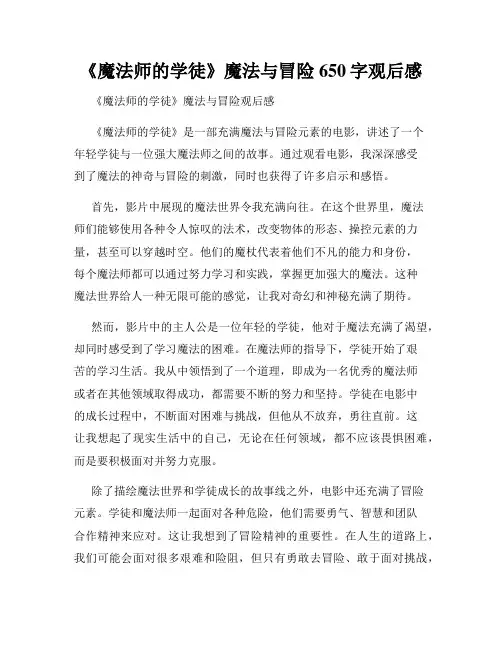 《魔法师的学徒》魔法与冒险650字观后感