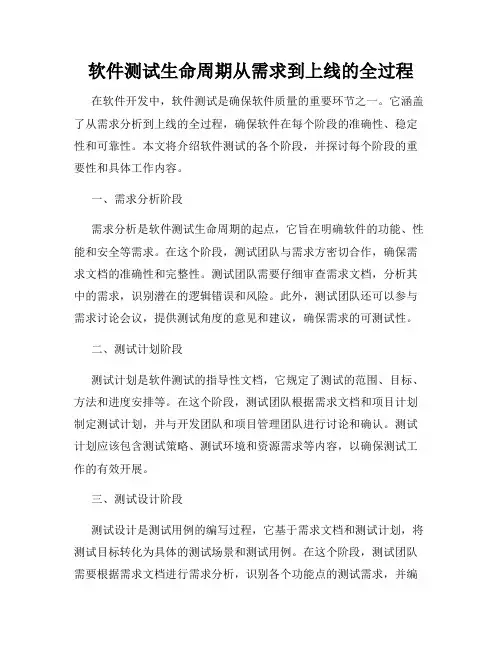 软件测试生命周期从需求到上线的全过程