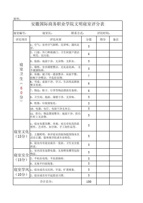 文明宿舍评分表