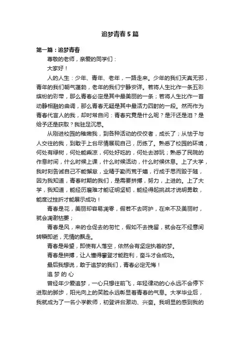 追梦青春5篇
