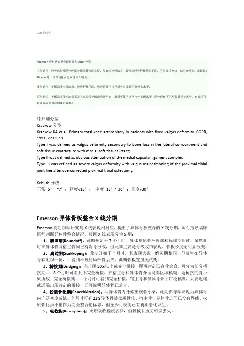 关节外科常用分型分级分类