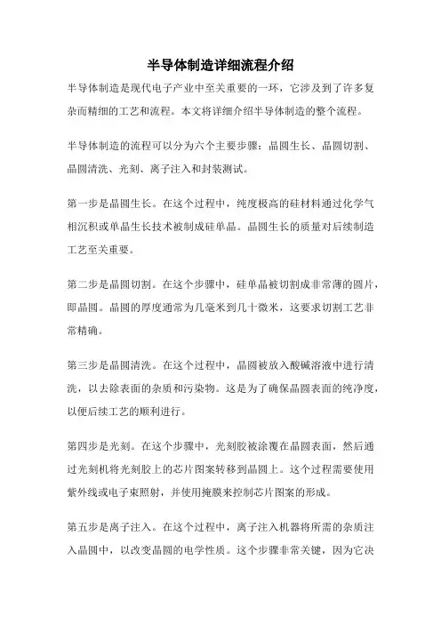 半导体制造详细流程介绍