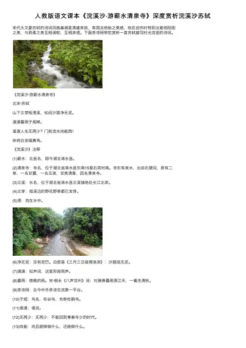 人教版语文课本《浣溪沙·游蕲水清泉寺》深度赏析浣溪沙苏轼