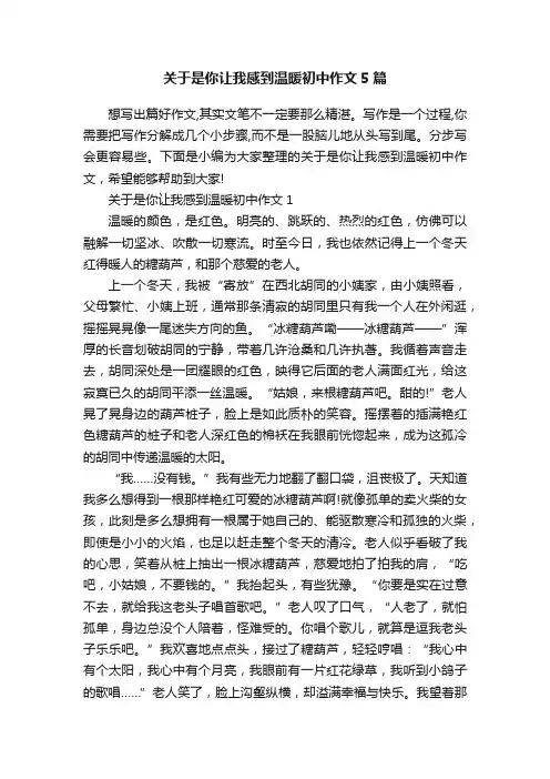 关于是你让我感到温暖初中作文5篇