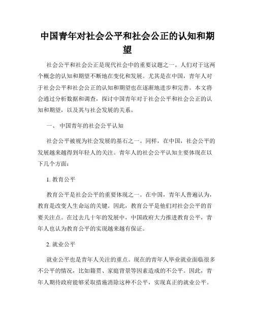 中国青年对社会公平和社会公正的认知和期望