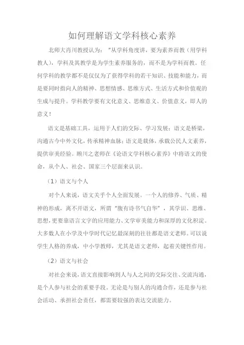 如何理解语文学科核心素养