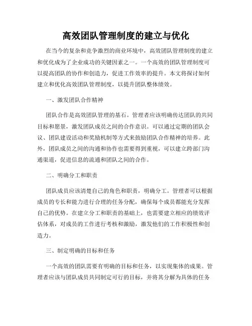 高效团队管理制度的建立与优化