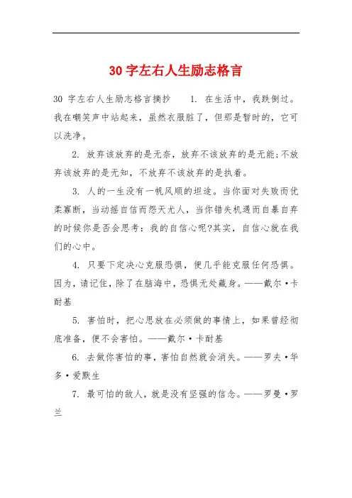 30字左右人生励志格言