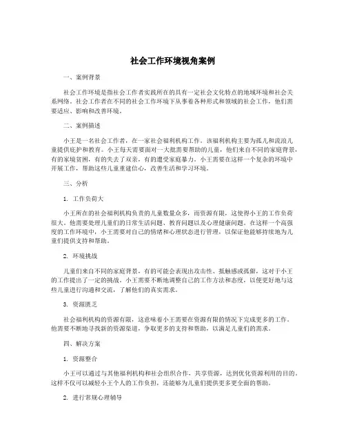 社会工作环境视角案例