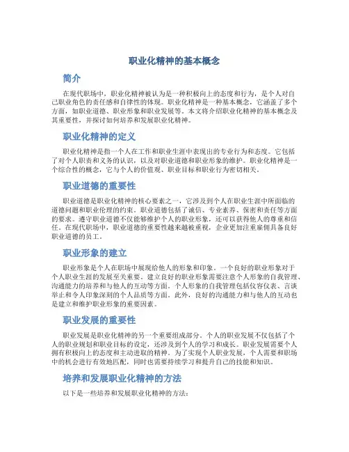 职业化精神的基本概念