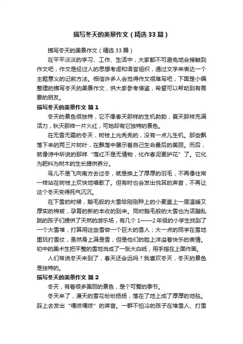 描写冬天的美景作文（精选33篇）