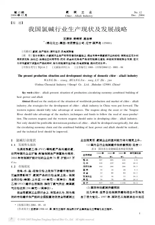我国氯碱行业生产现状及发展战略