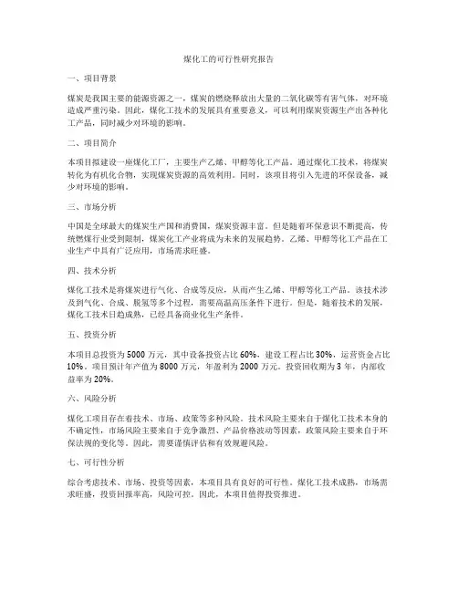 煤化工的可行性研究报告
