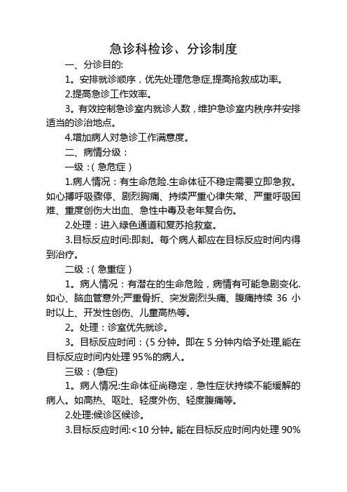 急诊科检诊、分诊制度