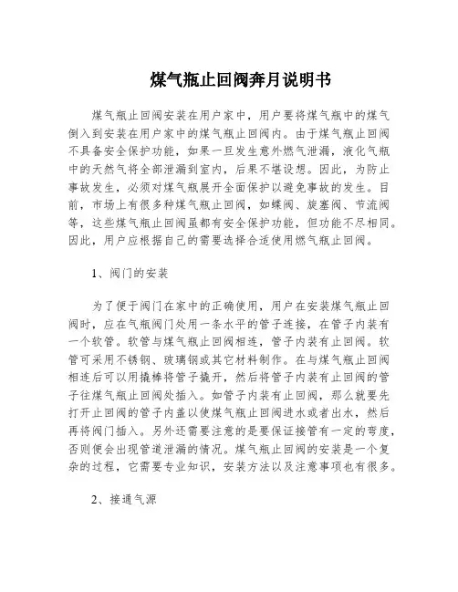 煤气瓶止回阀奔月说明书
