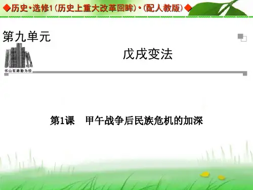 高中历史选修1《第九单元 戊戌变法第1课 甲午战争后民族危机的加深》87人教PPT课件