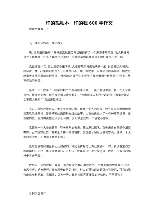 一样的孤独不一样的我600字作文