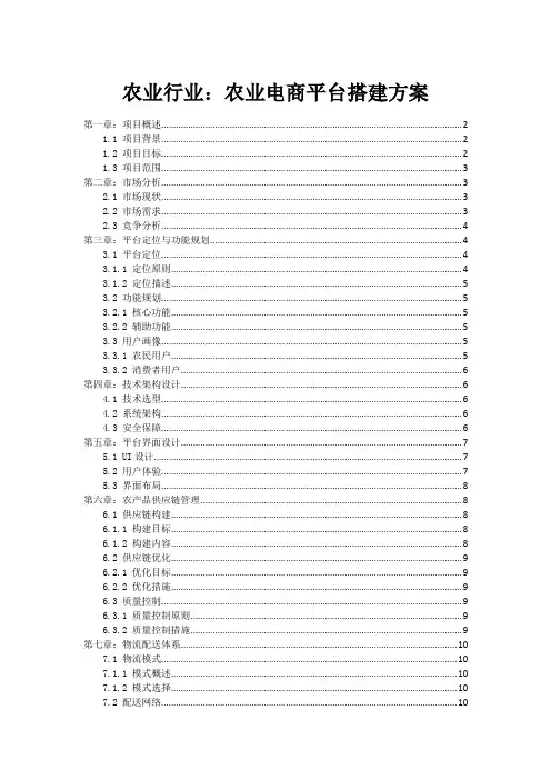 农业行业：农业电商平台搭建方案