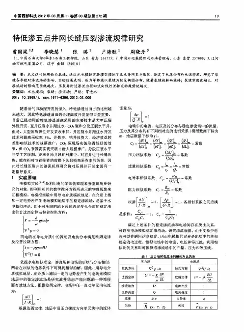 特低渗五点井网长缝压裂渗流规律研究
