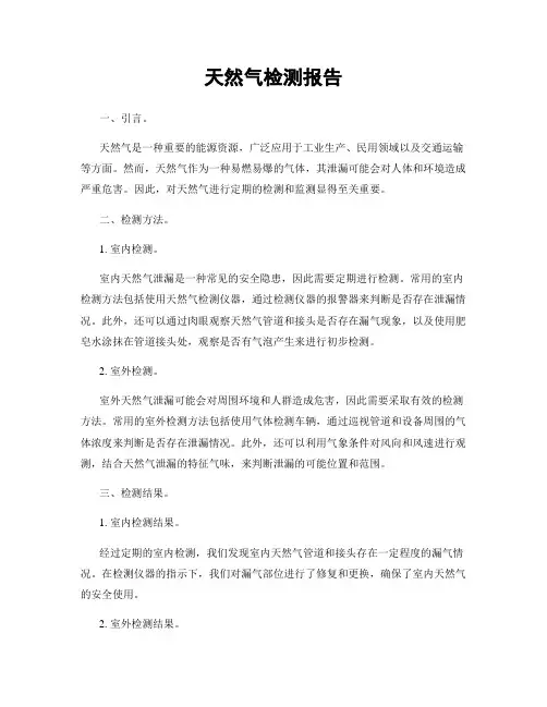 天然气检测报告