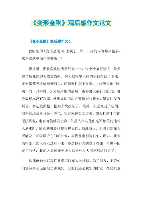 《变形金刚》观后感作文范文