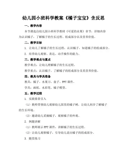 幼儿园小班科学教案《橘子宝宝》含反思