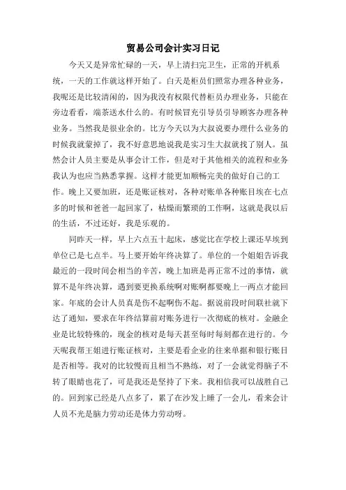 贸易公司会计实习日记.doc