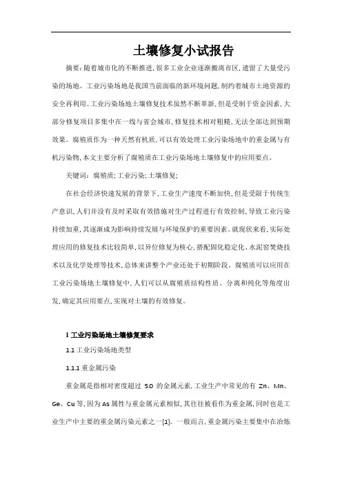 土壤修复小试报告