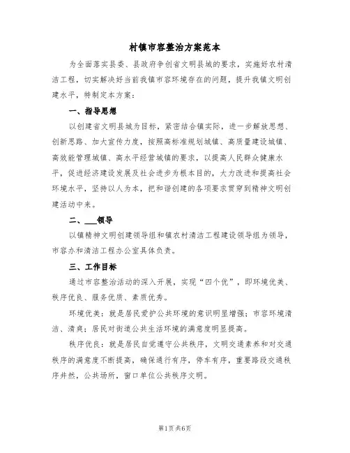 村镇市容整治方案范本(二篇)