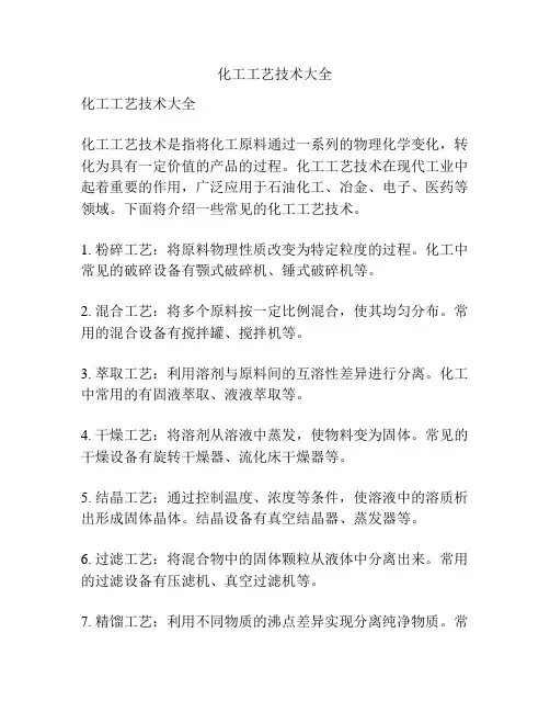 化工工艺技术大全