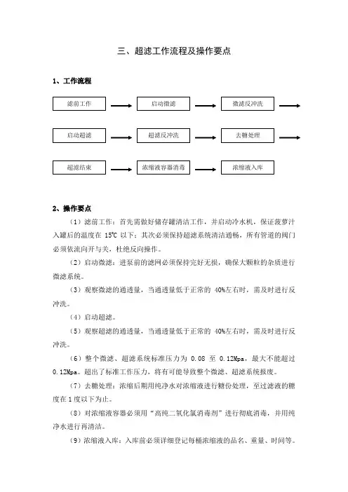 三   超滤工作流程及操作要点