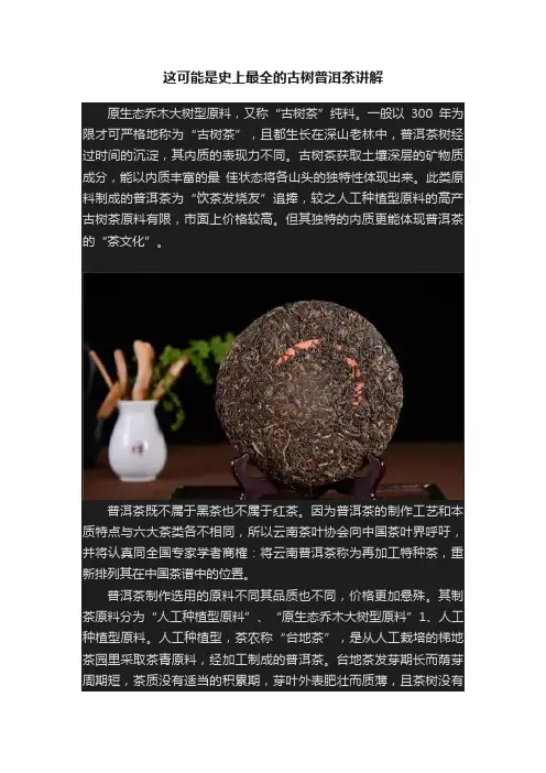 这可能是史上最全的古树普洱茶讲解