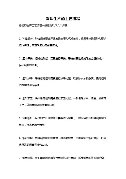 香烟生产的工艺流程