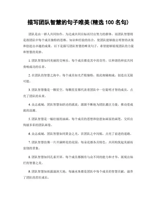 描写团队智慧的句子唯美(精选100句)
