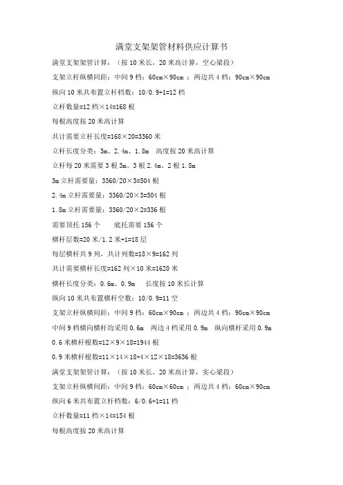 满堂支架材料供应计算书