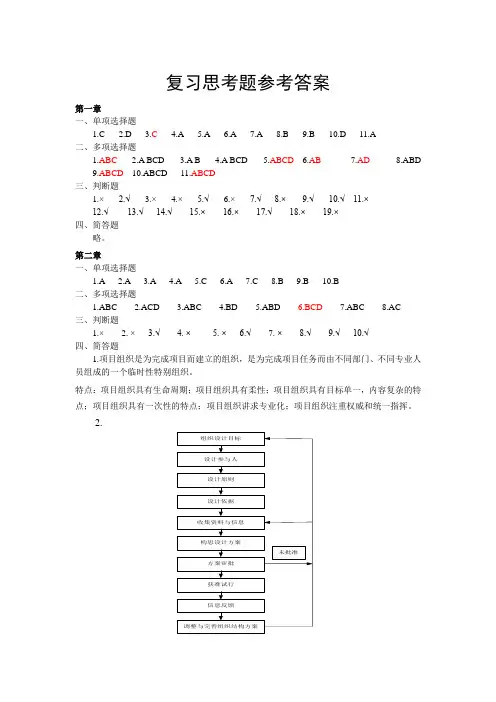 《项目管理》复习思考题参考答案