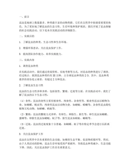 昆虫探秘社会实践报告
