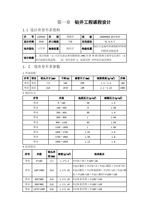 钻井工程课程设计