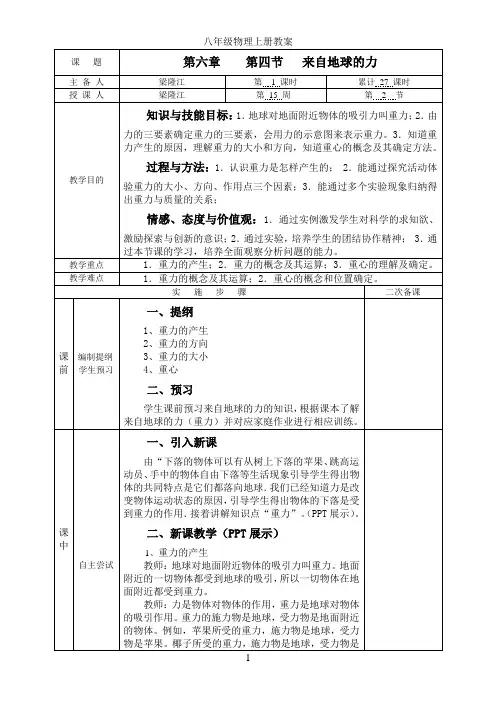 来自地球的力的教案