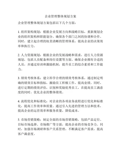 企业管理整体规划方案