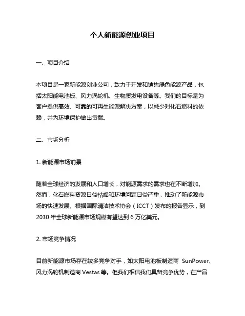 个人新能源创业项目