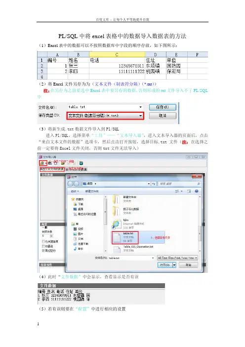 PLSQL中将excel表格中的数据导入oracle数据表中