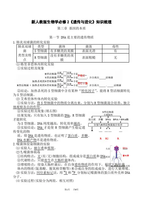 人教版高中生物必修第2册 第3章 基因的本质-【必背知识】(教师版)