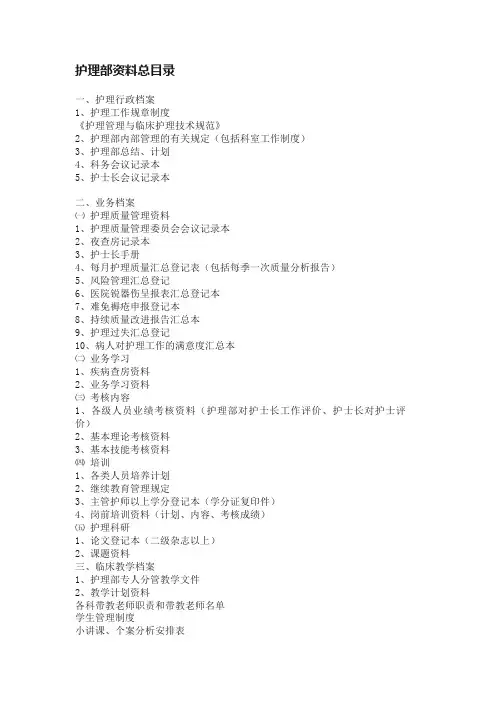 护理部资料总目录