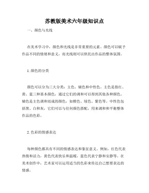 苏教版美术六年级知识点