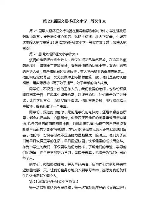 第23届语文报杯征文小学一等奖作文